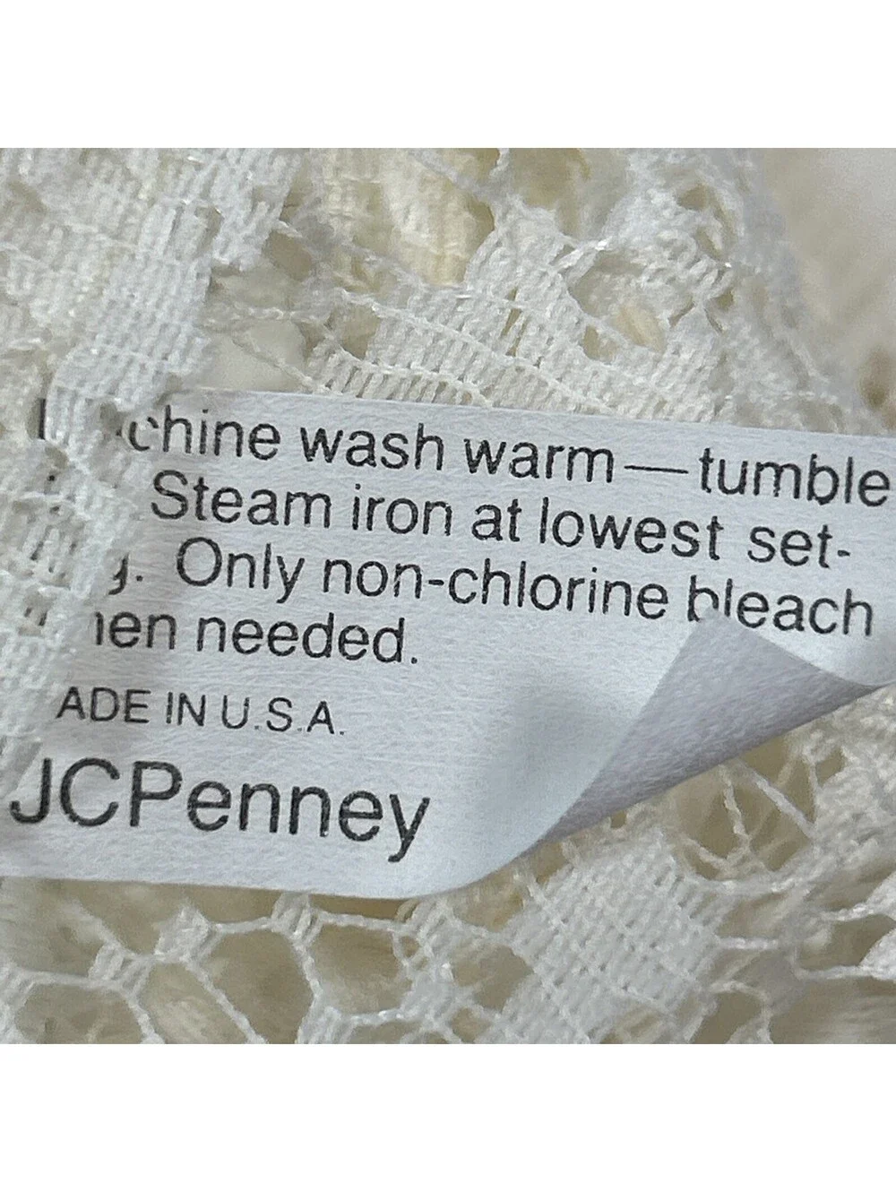 Vintage JC Penny Ivory Lace Swag 2 Panels Made in USA Cottagecore Country